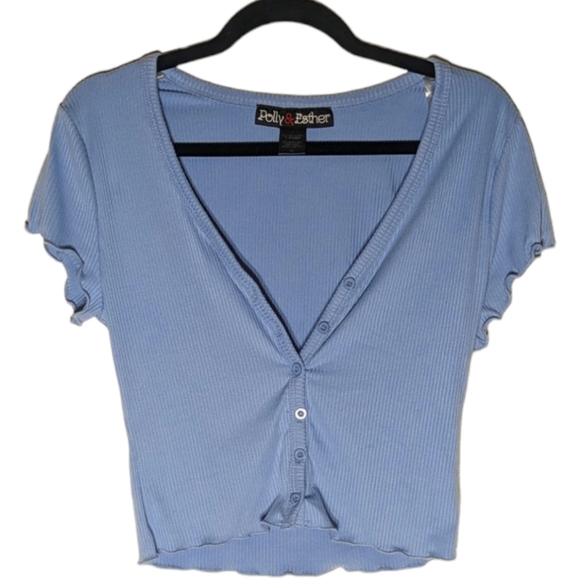 Periwinkle cropped button up - Picture 1 of 7